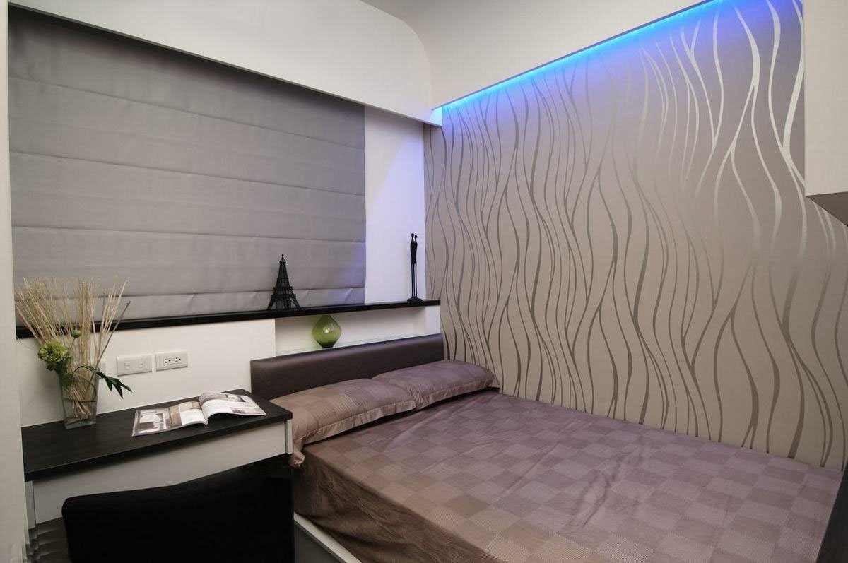 南京中央门住宅日式风格黑白灰色调15平米卧室装修效果图